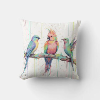 Coussin décoratif oiseaux pastel