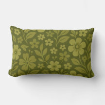 Coussin décoratif Olive Green Retro Floral Lumbar