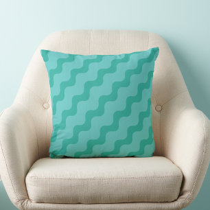 Coussin décoratif ondulé vert et bleu