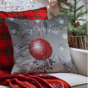 Coussin décoratif ornement de Noël fantaisie rouge