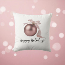COUSSIN DÉCORATIF ORNEMENT FÊTES ROSE POUDRÉ