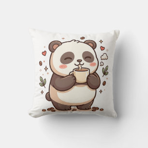Coussin décoratif Panda Mignon Amateur de Café