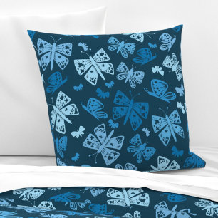 Coussin décoratif papillon bleu fantaisiste
