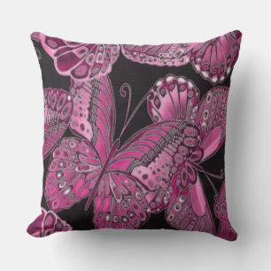 Coussin décoratif papillon rose