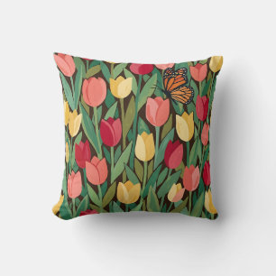 Coussin décoratif papillon tulipes Matisse abstrai