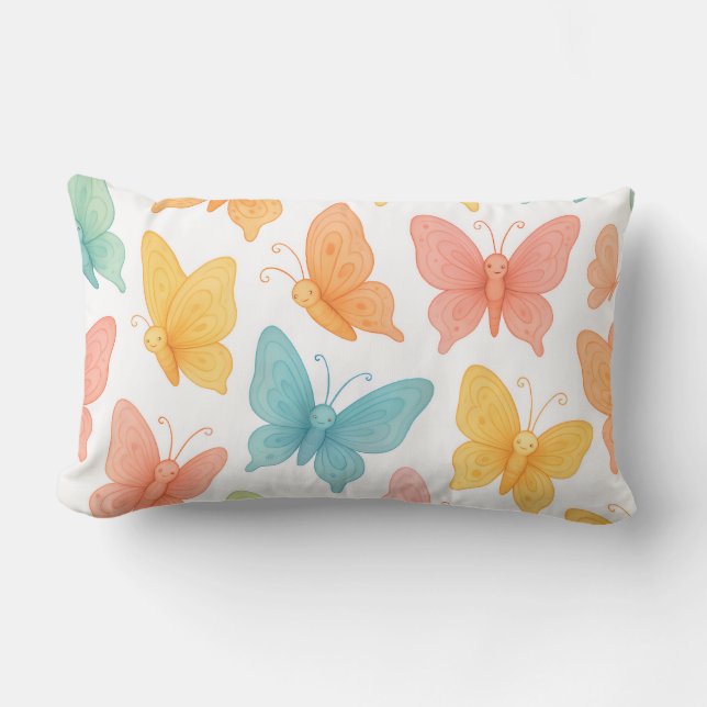 Coussin décoratif "Papillons Fantaisistes" (Recto)