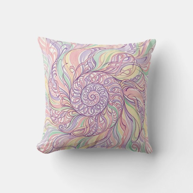 Coussin décoratif pastel spirale de coquillage (Recto)