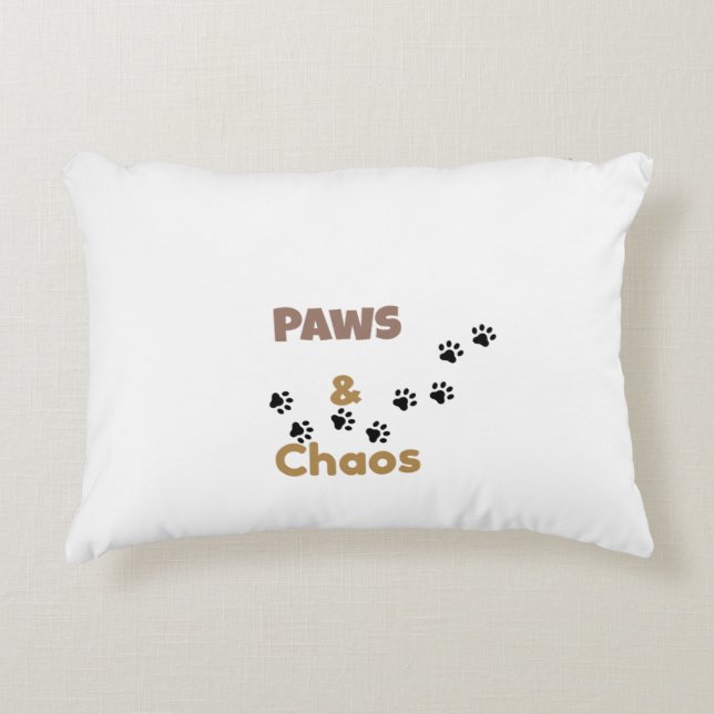 Coussin décoratif Paws & Chaos pour amateur de ani (Devant)