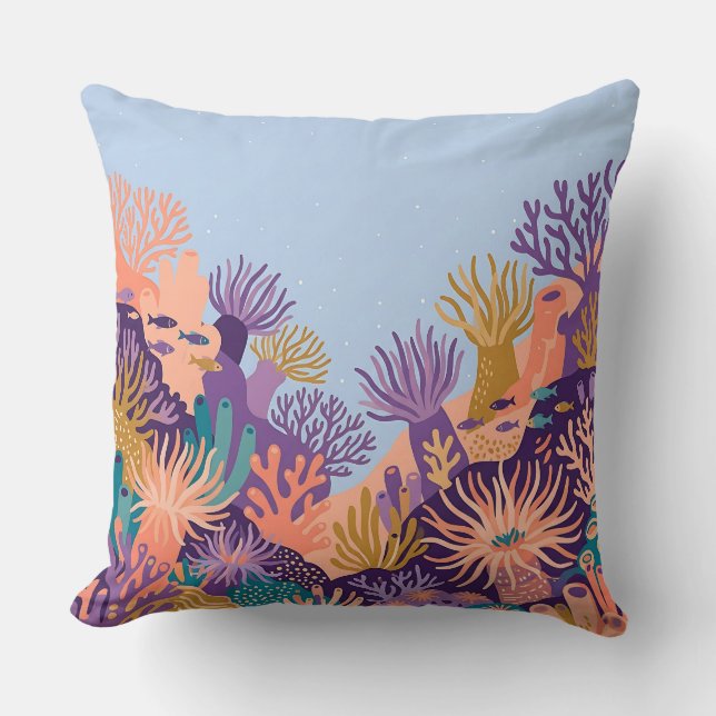 Coussin décoratif Peach Violet Coral Reef (Recto)