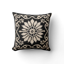 Coussin décoratif perse noir et blanc Kilim