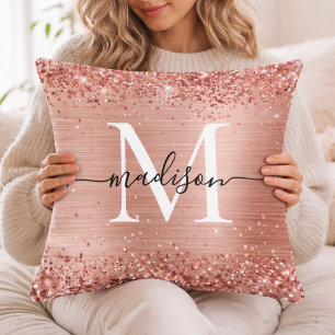 Coussin décoratif personnalisé à monogramme avec s
