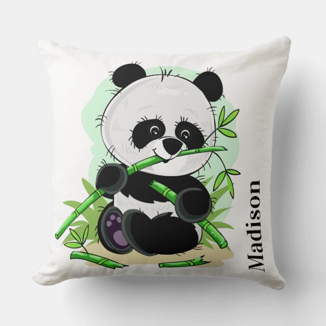 Coussin décoratif personnalisé avec pandas mignons (Recto)
