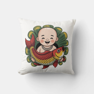 Coussin décoratif | Petit garçon avec Lucky Koi