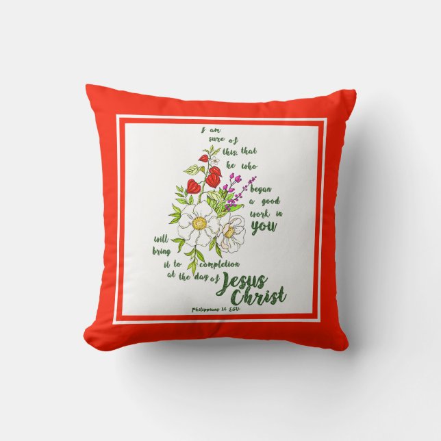 Coussin décoratif Philippiens 1:6 (Recto)