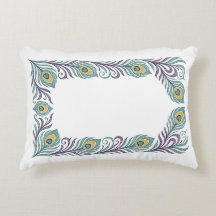 Coussin décoratif plume de paon