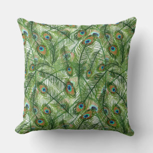 Coussin décoratif - Plumes de paon