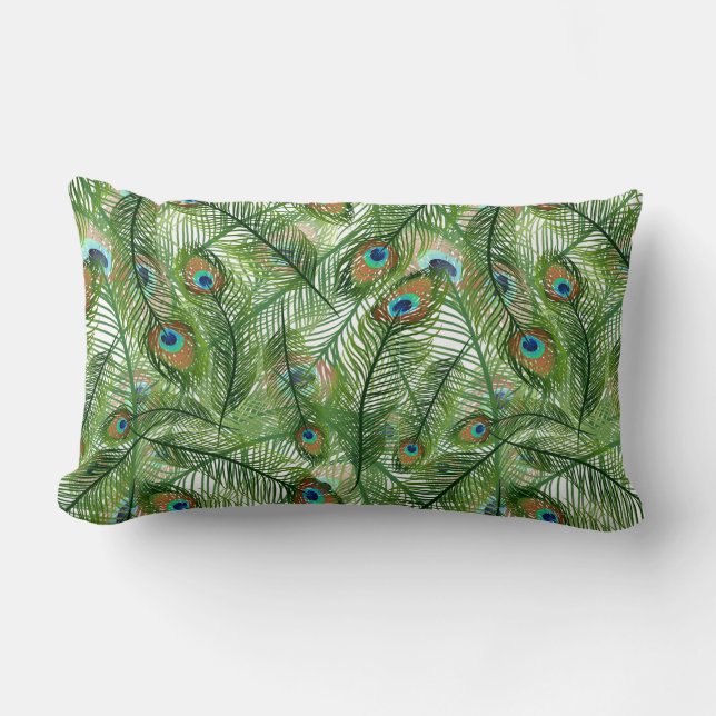 Coussin décoratif - Plumes de paon (Recto)