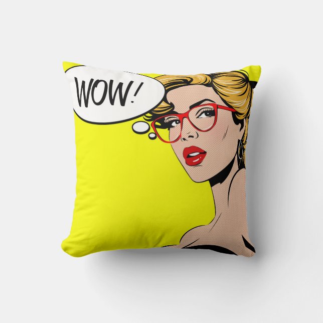 Coussin décoratif Pop Art WOW (Recto)