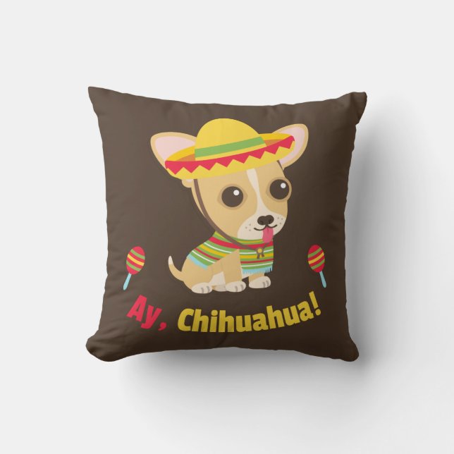 Coussin décoratif pour chambre à thème chien Chihu (Recto)