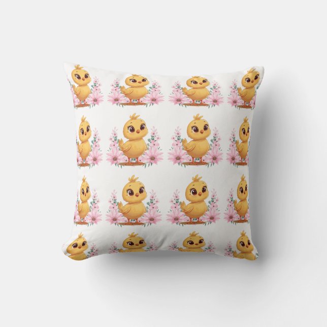 Coussin décoratif Poussin aux Fleurs (Recto)