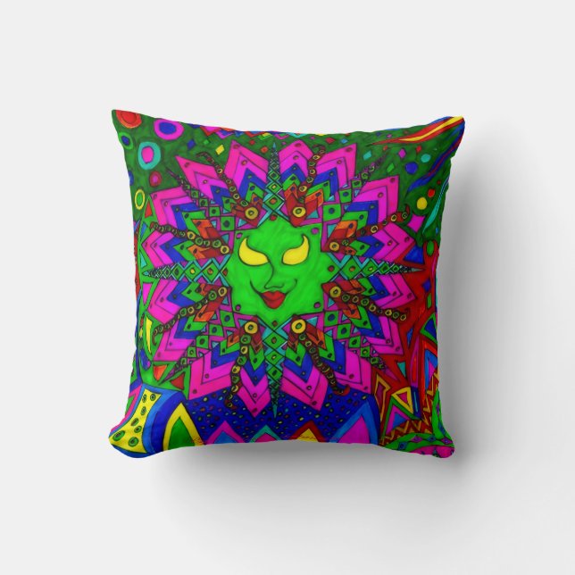 Coussin décoratif psychédélique Gaia (Recto)
