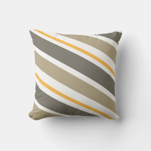 Coussin décoratif rayé beige et jaune bonbon