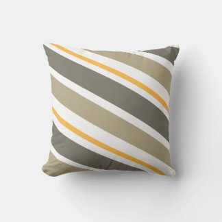 Coussin décoratif rayé beige et jaune bonbon