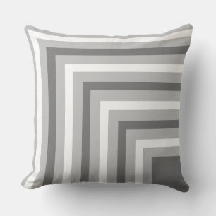 Coussin décoratif rayé gris et blanc