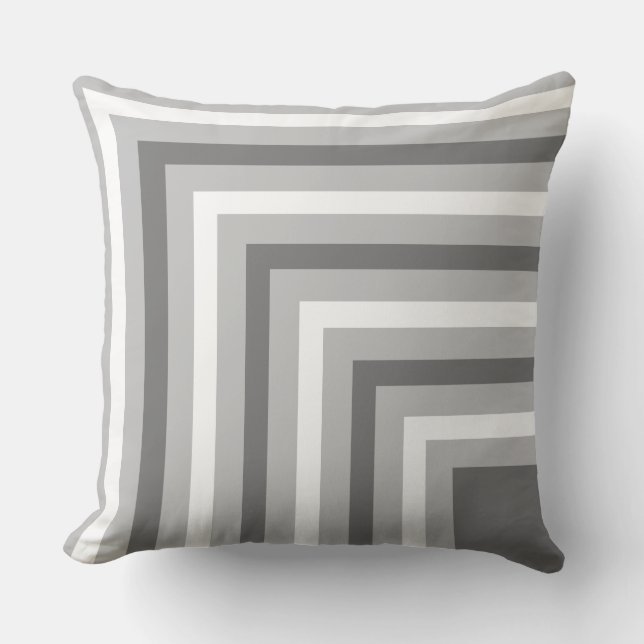 Coussin décoratif rayé gris et blanc (Recto)