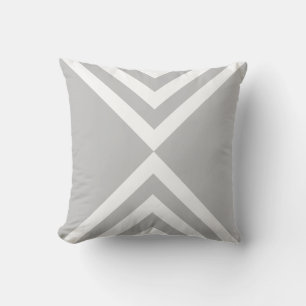 Coussin décoratif rayé gris et blanc abstrait