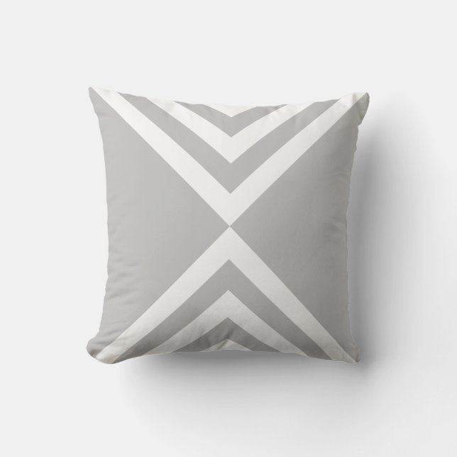Coussin décoratif rayé gris et blanc abstrait (Recto)