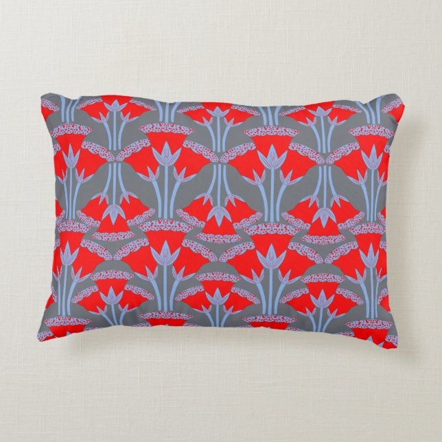 Coussin décoratif Red Bellflower | One Owl Artist (Dos)