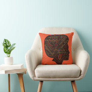 COUSSIN DÉCORATIF REINE AFRO FIERTE NOIRE
