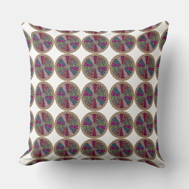 Coussin décoratif rétro Carrelé Paisley (Recto)