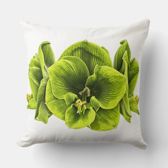 Coussin décoratif Rétro Pop Art Amaryllis vert (Recto)