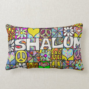 Coussin décoratif rétro Shalom LOVE psychédélique