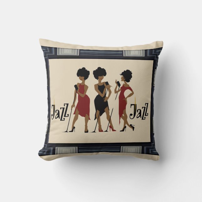Coussin décoratif reversible de jazz encadré (Recto)