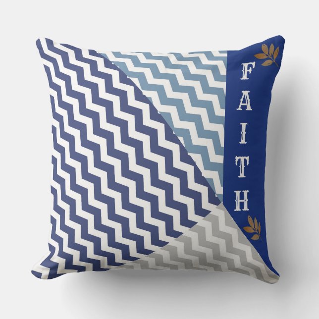 Coussin décoratif réversible "Foi" Chevron (Recto)