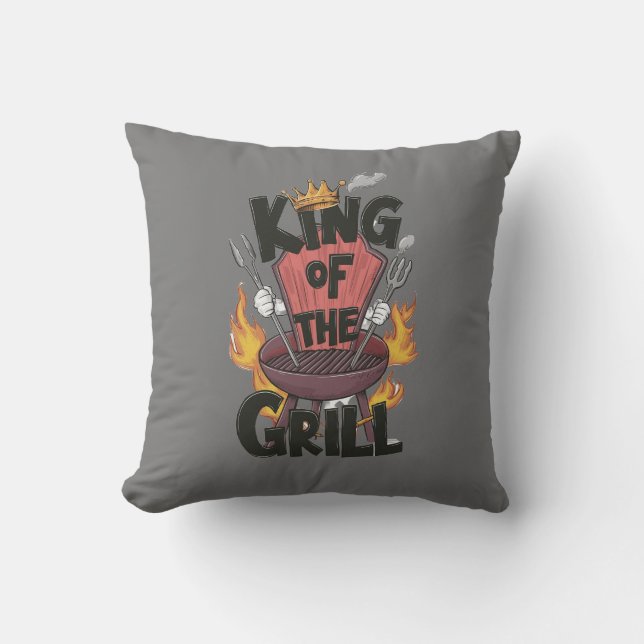 Coussin décoratif | Roi du Grill | FÊTE DES PÈRES (Recto)