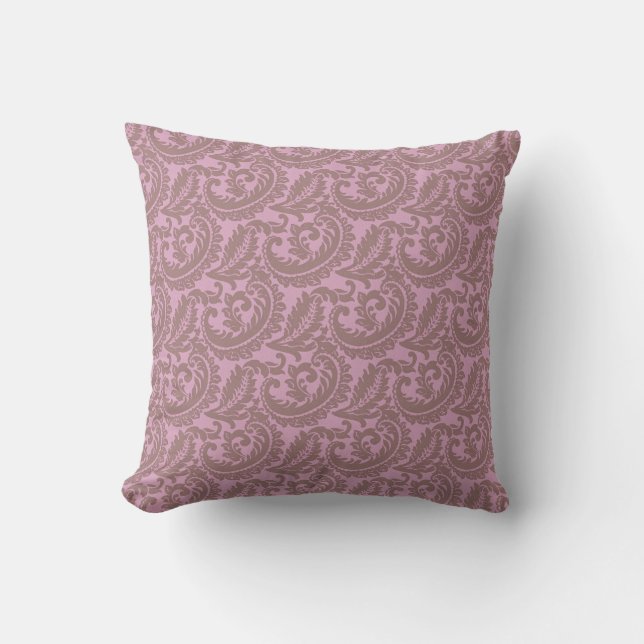 Coussin décoratif rose damassé (Recto)