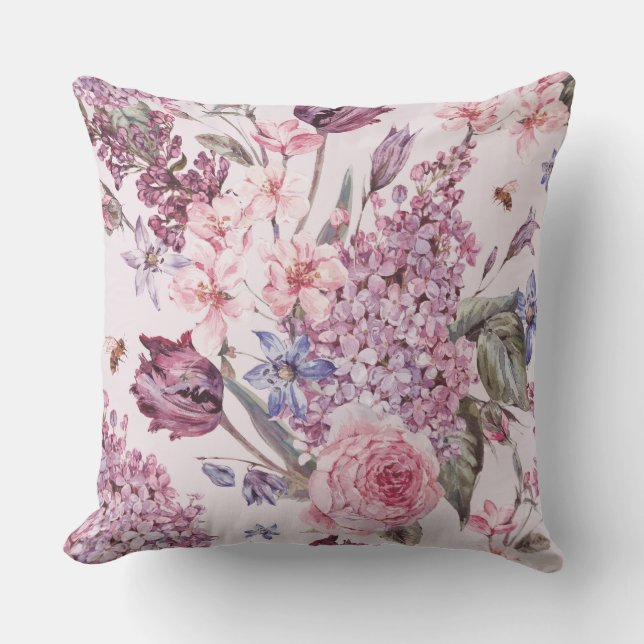 Coussin décoratif rose Floral (Recto)