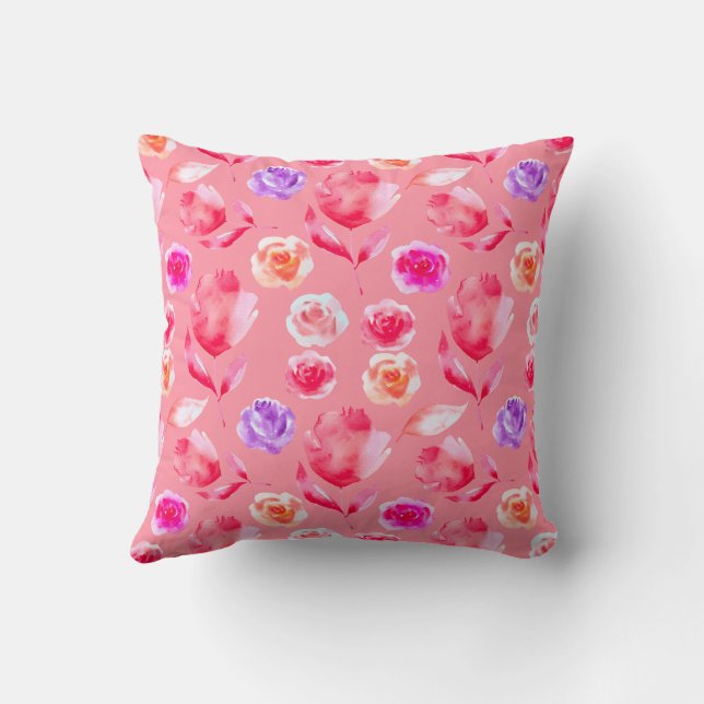 COUSSIN DÉCORATIF ROSES ROSES PINK AÉQUERRE FLORAL (Verso)