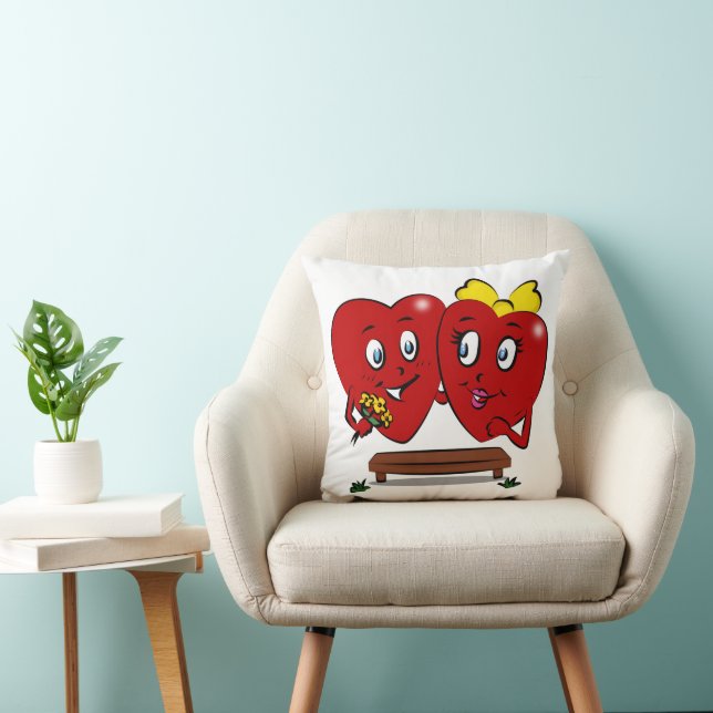 Coussin décoratif Saint-Valentin Couple Cœurs Roug (Chaise)