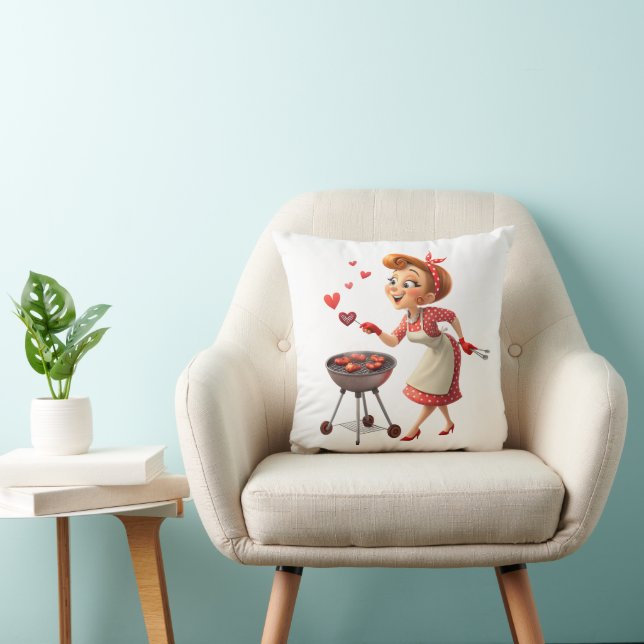 Coussin décoratif Saint-Valentin Cuisine Cœurs rou (Chaise)