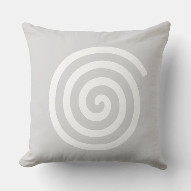 Coussin décoratif spirale abstraite gris clair et  (Recto)