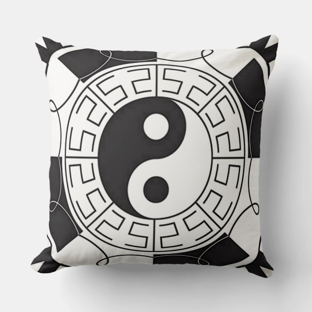 Coussin décoratif symbole asiatique Yin et Yang (Recto)