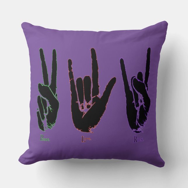 Coussin décoratif symboles de main blanche Rock Am (Recto)