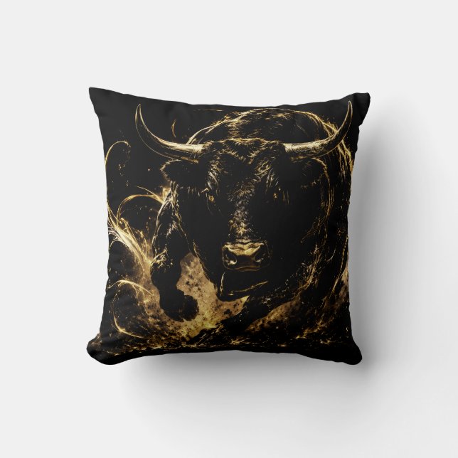 Coussin Décoratif Taureau de Feu (Recto)
