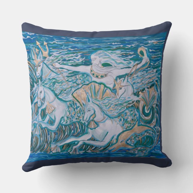 coussin décoratif thème mer poseidon (Verso)