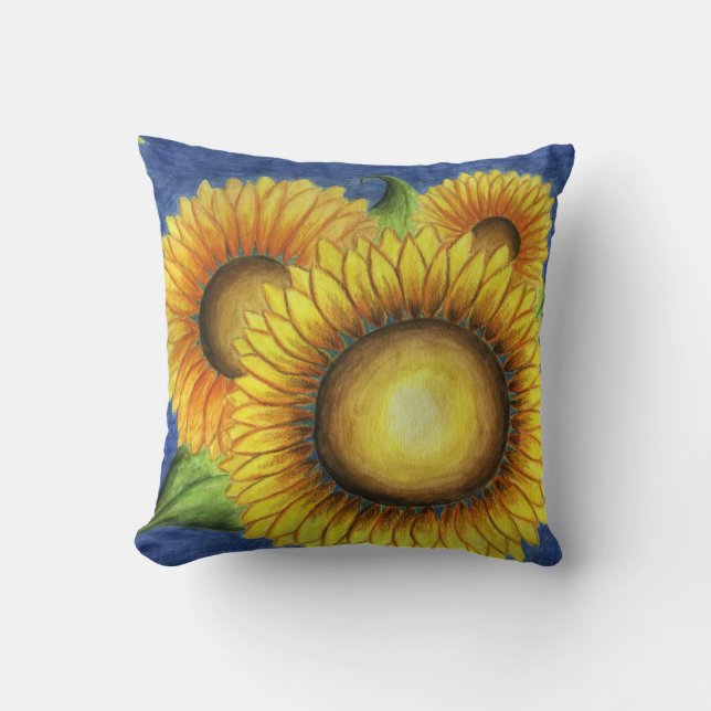 Coussin décoratif tournesol de campagne d'été (Recto)